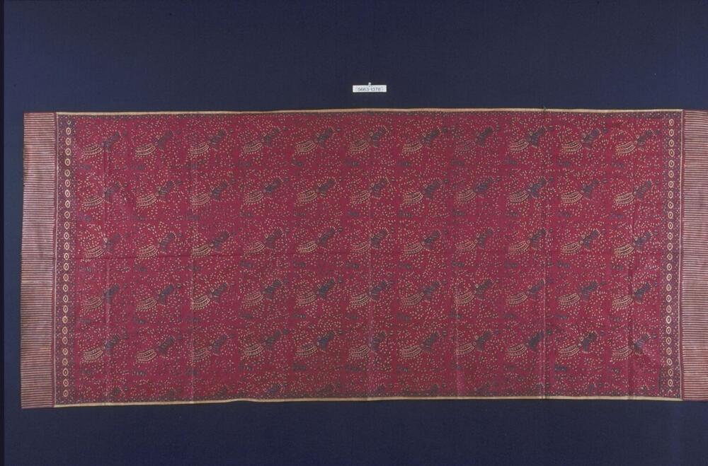 Katoenen schouderdoek met een geometrisch geheel aan vogels en bloemranken