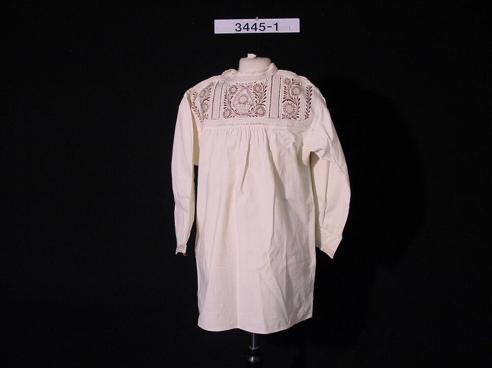 Katoenen vrouwenblouse met bruin borduurwerk
