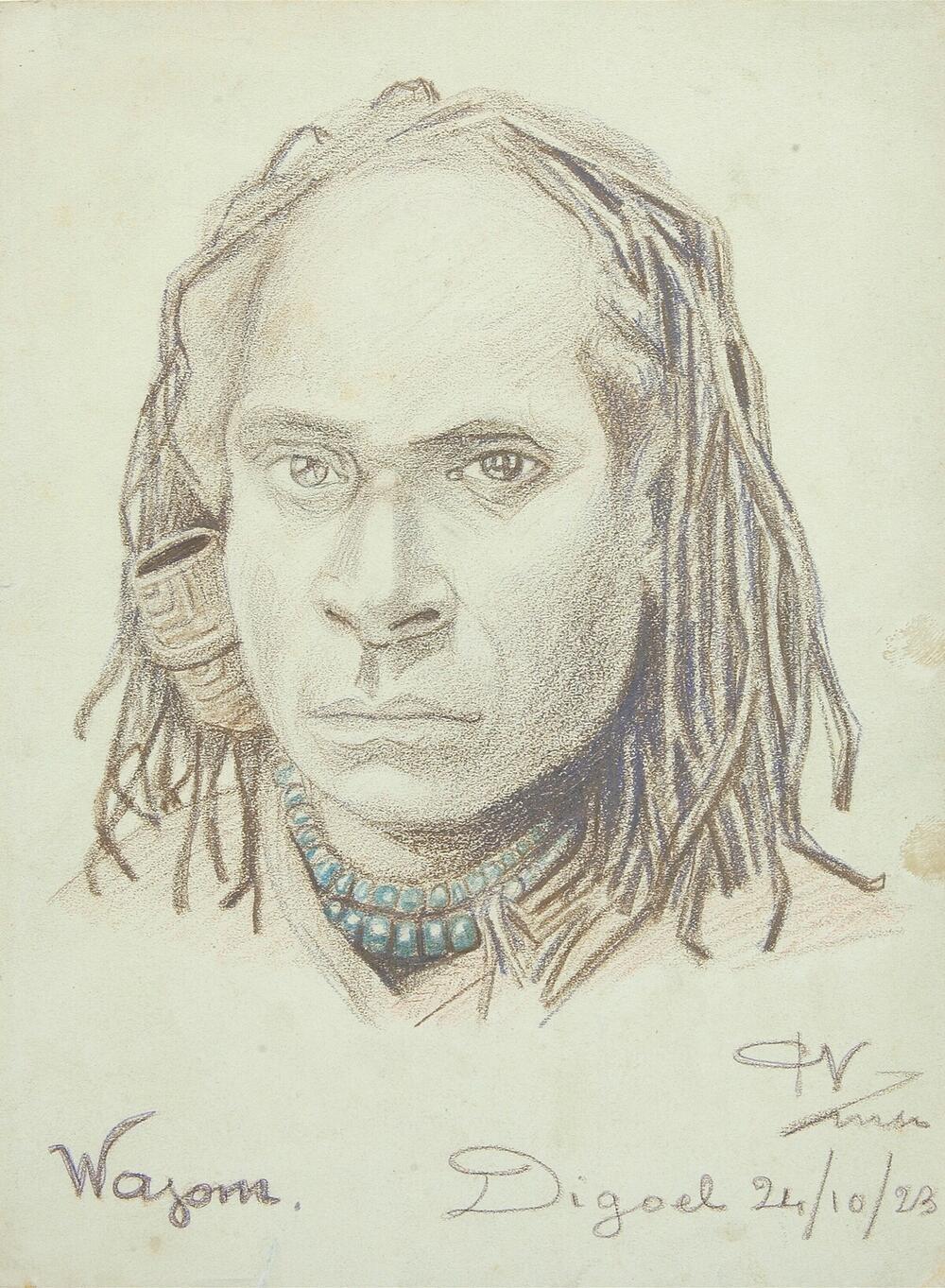 Portrait of Wajom, a young Marind man