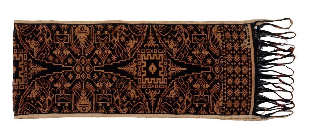 Katoenen schouderdoek met ornament in dubbelikat
