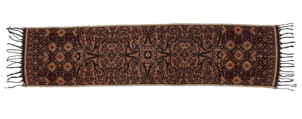 Katoenen schouderdoek met ornament in dubbel-ikat