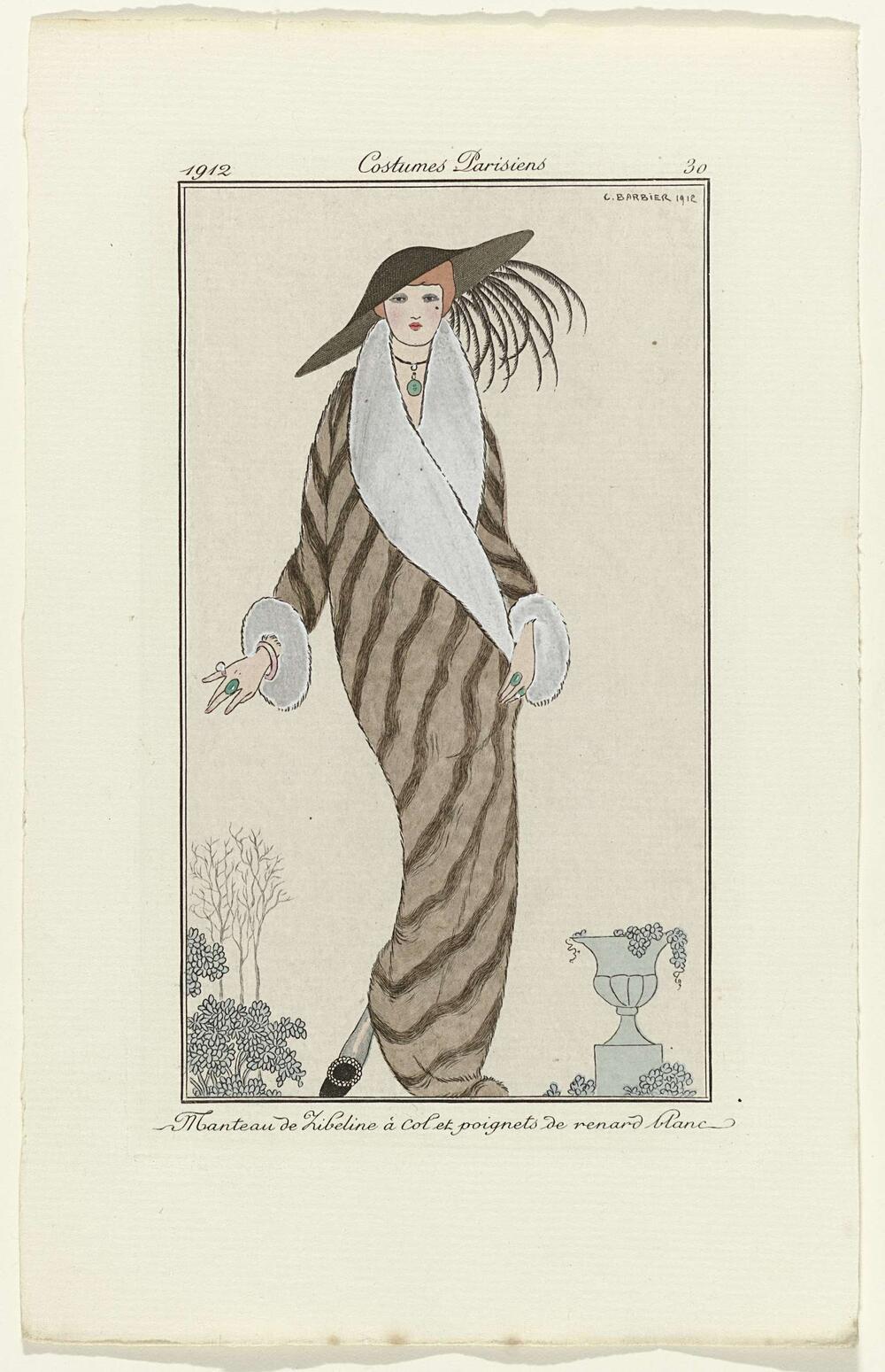 Journal des Dames et des Modes, 1912, Costumes Parisiens, no. 30: Manteau de Zibelin (...)