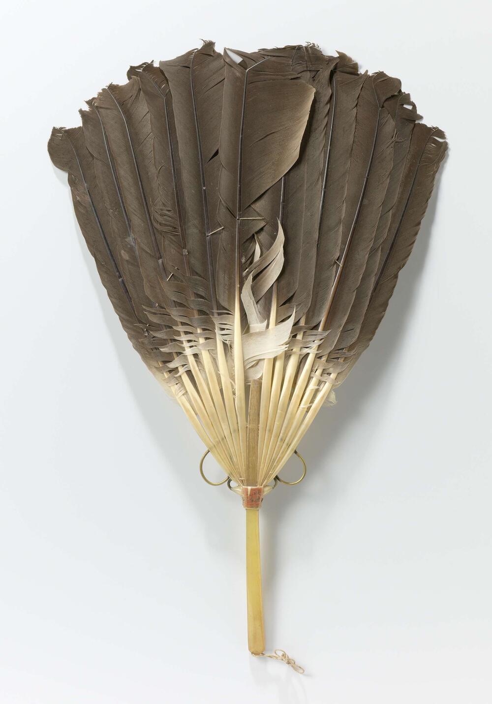 Stokwaaier met een blad van twaalf ganzenveren en een handvat van hoorn