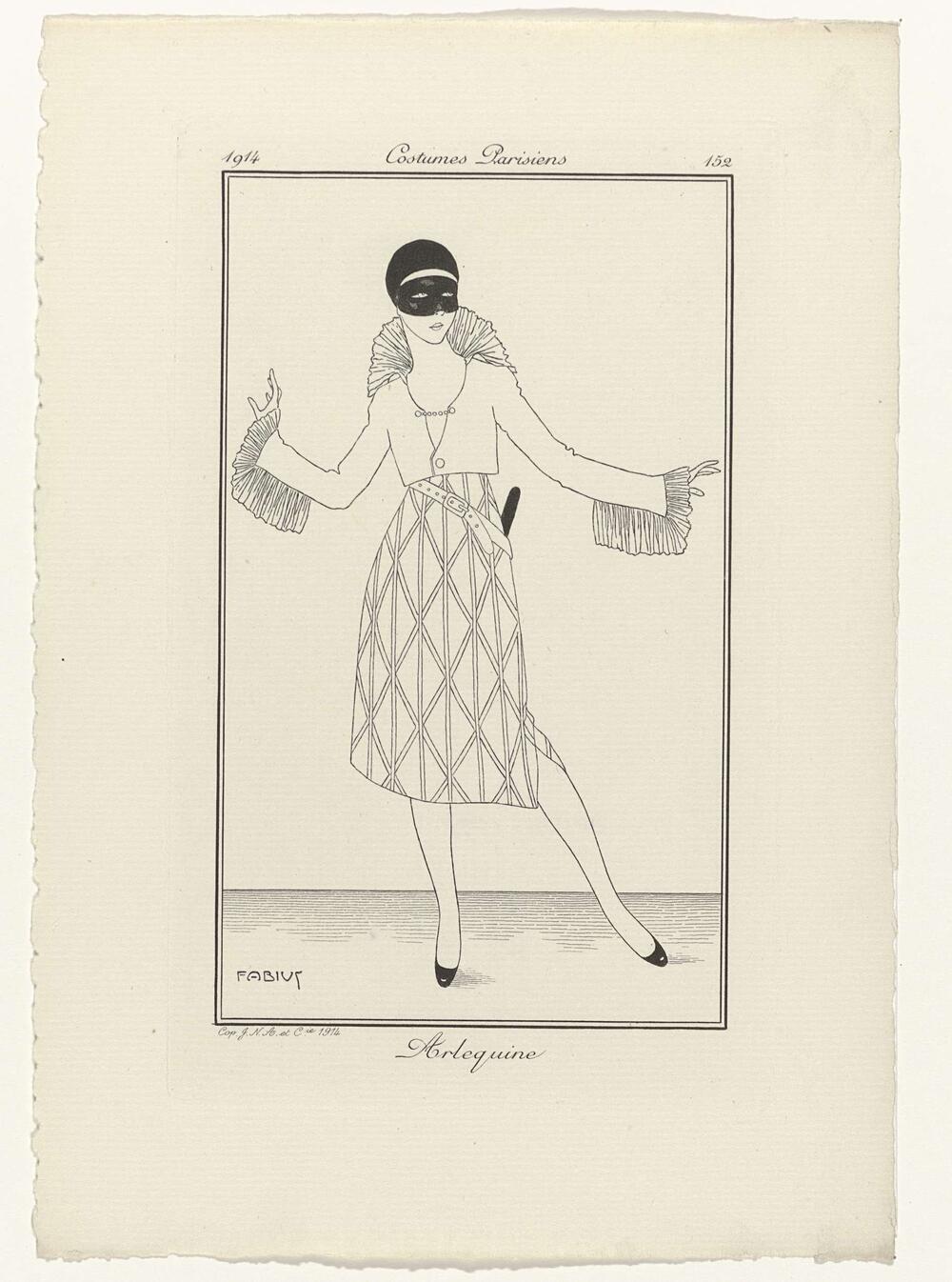 Journal des Dames et des Modes, Costumes Parisiens, 1914, No. 152 : Arlequine