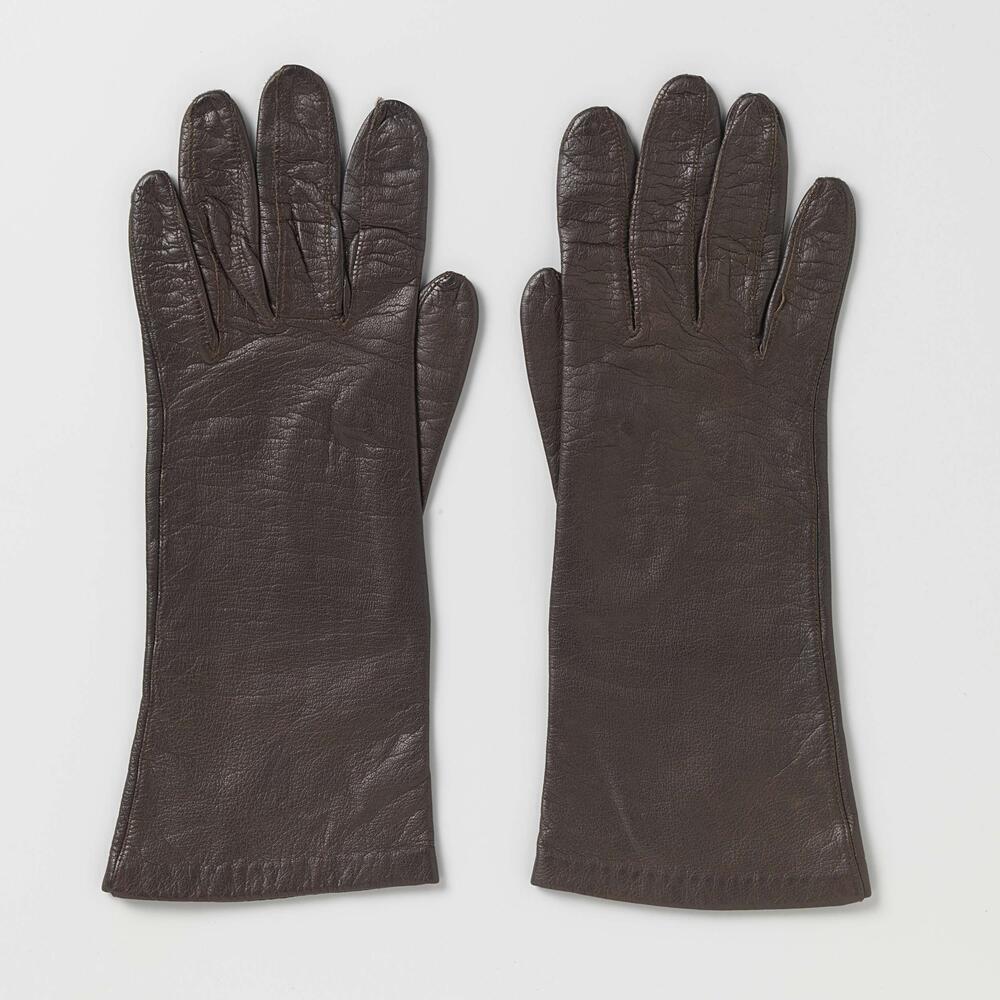 Linker handschoen van donkerbruin leer
