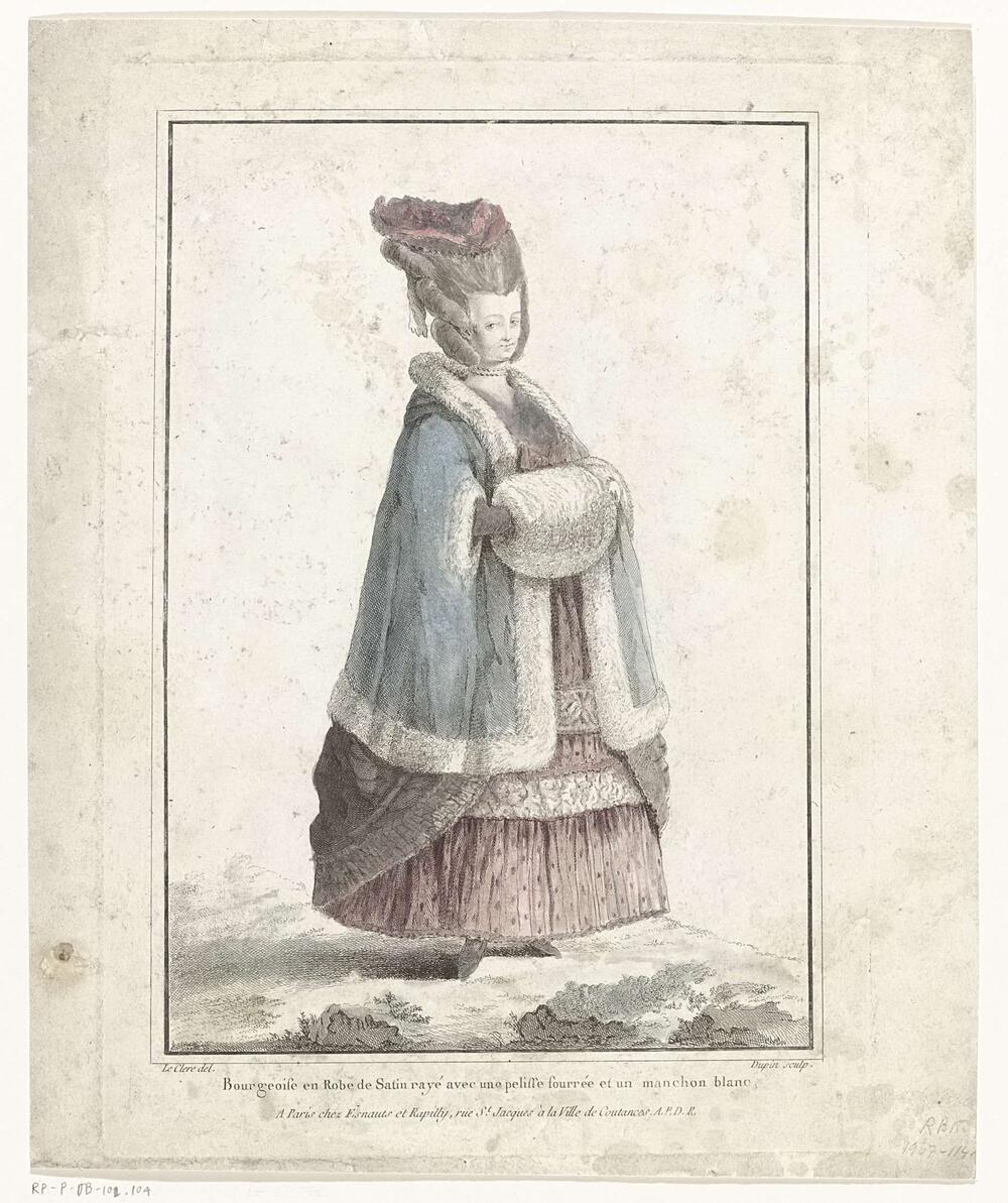 Gallerie des Modes et Costumes Français, 1778, L. 62: Bourgeoise en Robe de Satin...
