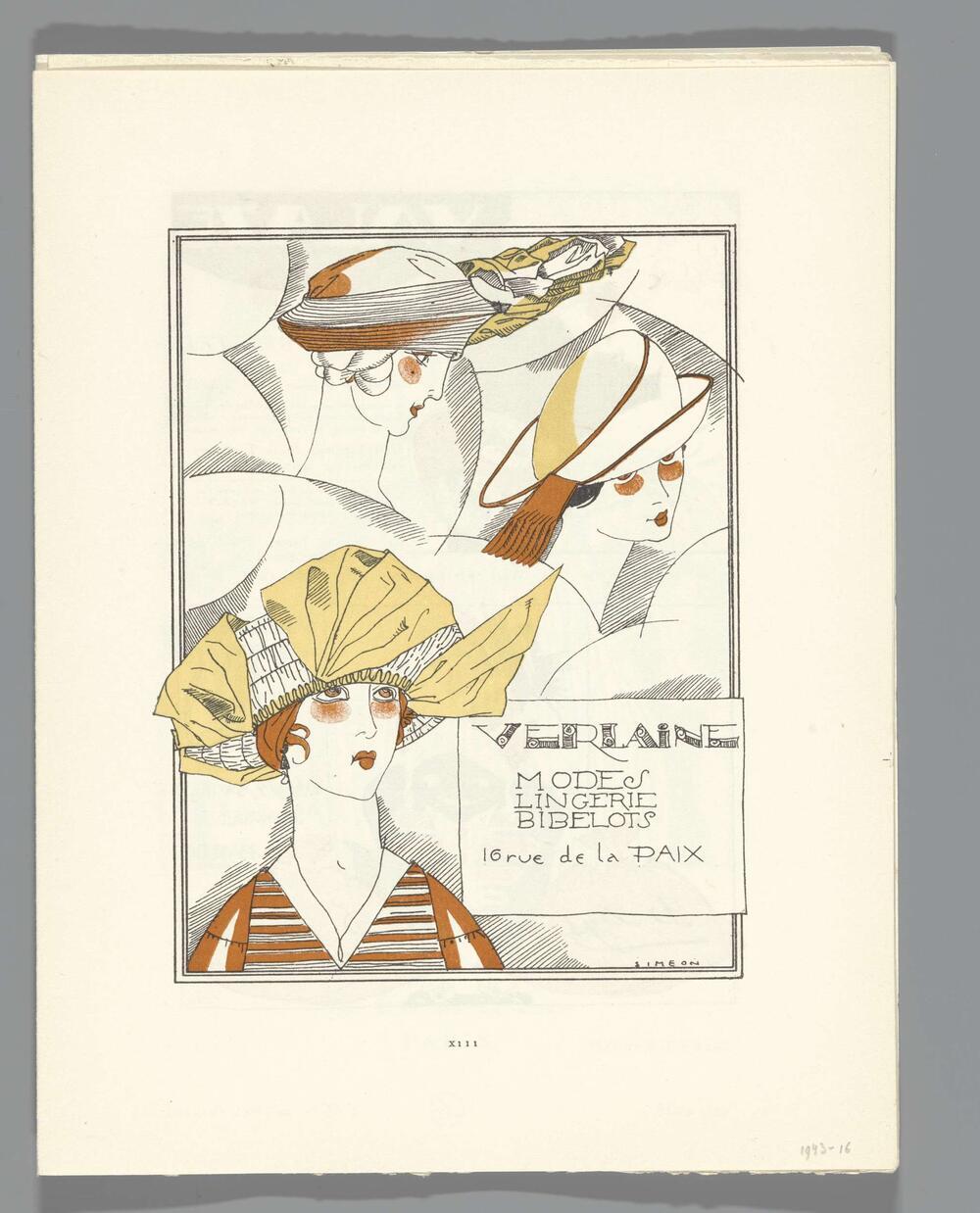 Gazette du Bon Ton, 1920 - No. 2, p. XIII: advertentie hoeden van Verlaine