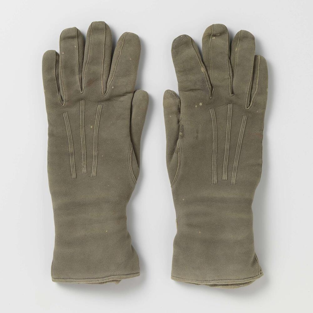 Linker handschoen van grijs zeemleer