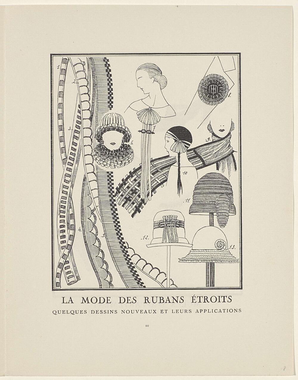 Gazette du Bon Ton, 1923 - No. 1 : p. III: La Mode des Rubans étroits