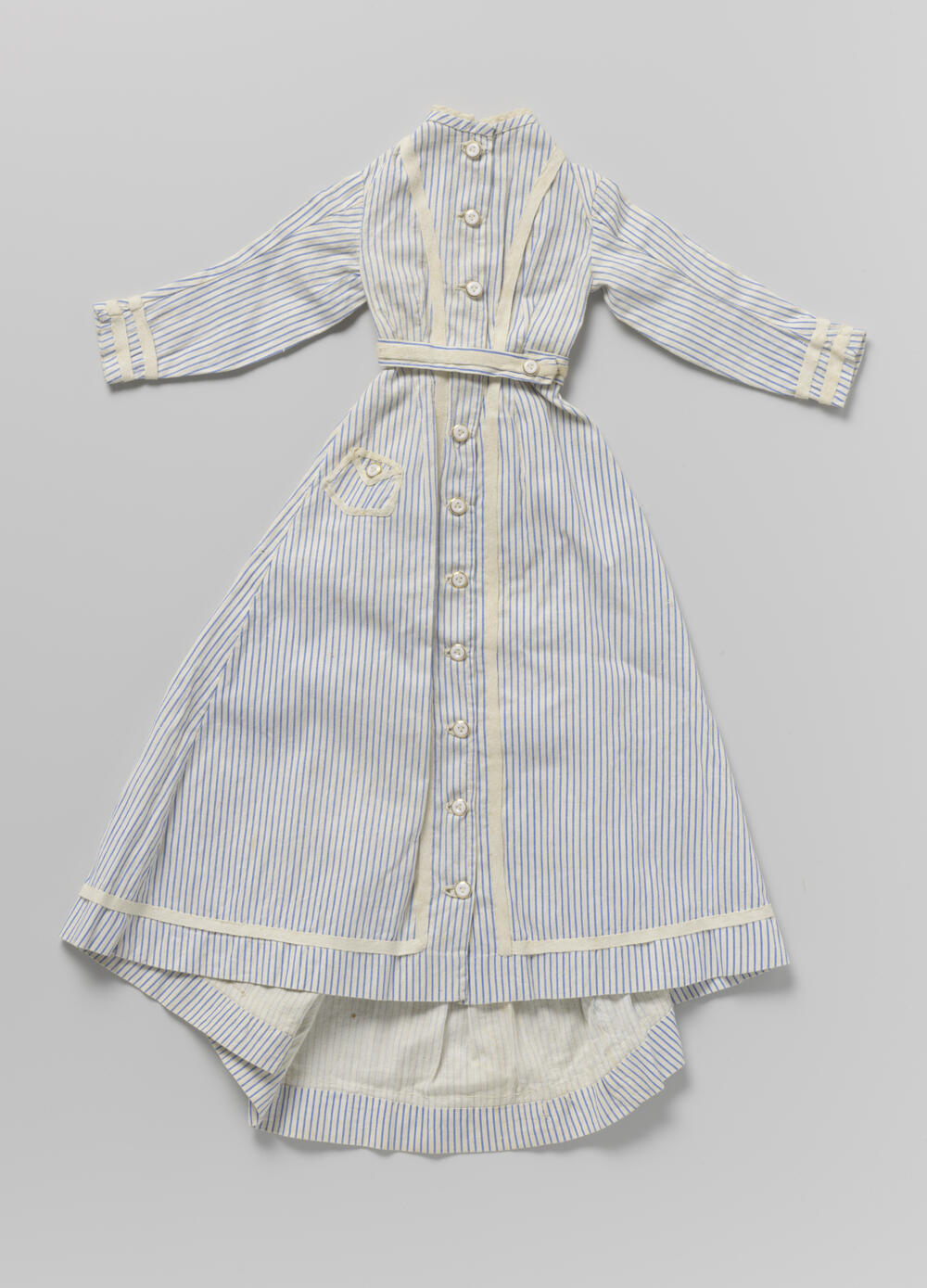 Japon van blauw en wit gestreepte katoen