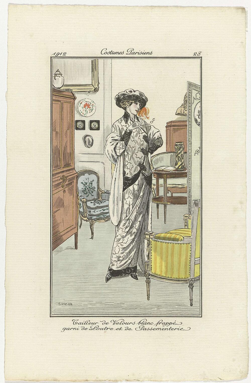 Journal des Dames et des Modes, Costumes Parisiens, 1912, No. 28 : Tailleur de Velours (...)