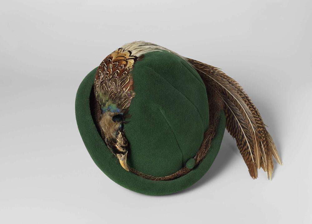 Cloche hat with a pheasant pelt