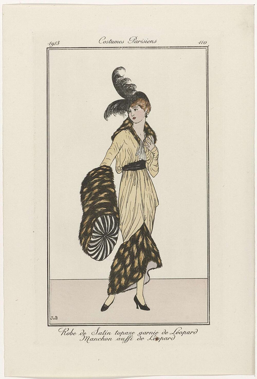 Journal des Dames et des Modes, Costumes Parisiens, 1913, No. 110 : Robe de Satin (...)