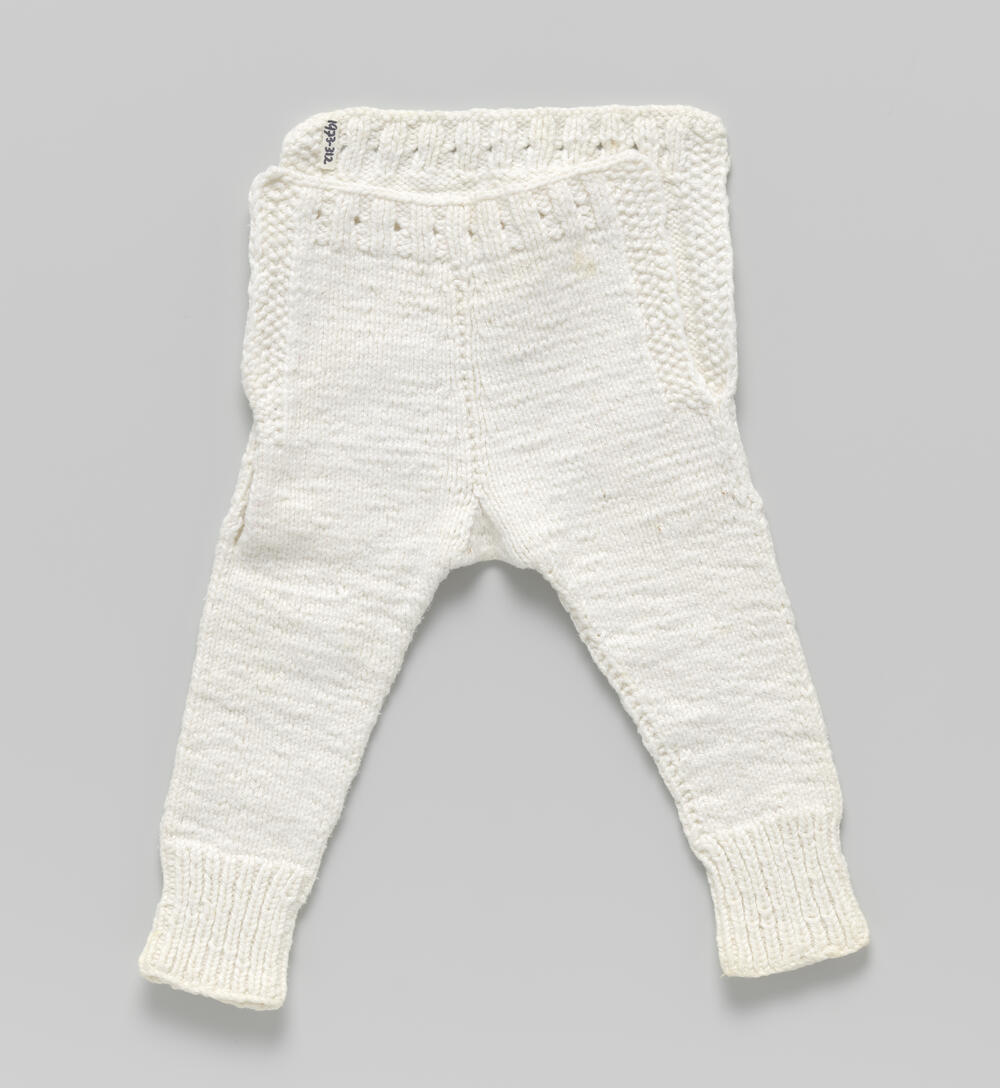 Broek met lange pijpen, van grove gebreide katoen