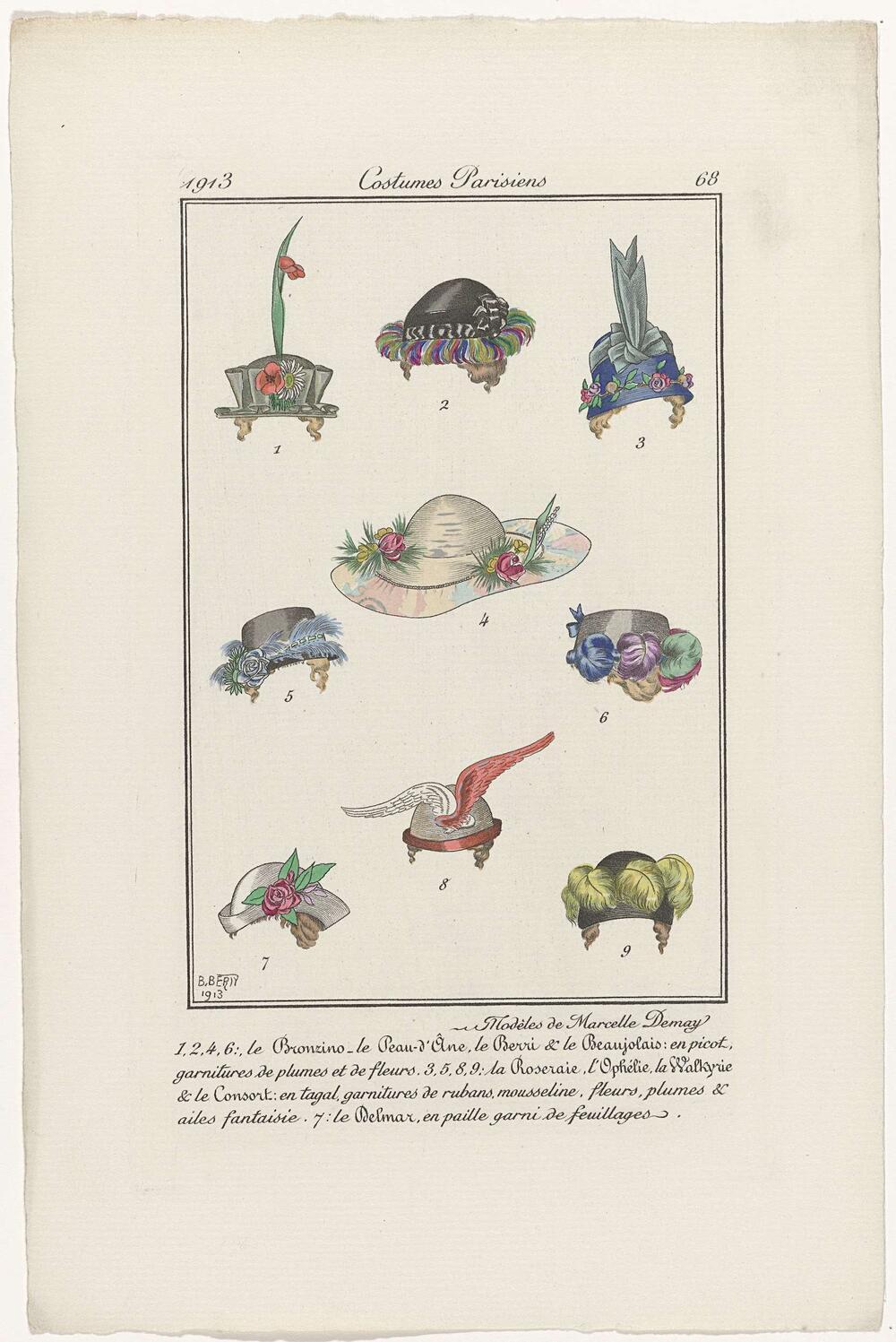 Journal des Dames et des Modes, Costumes Parisiens, 1913, No. 68 : Modèles de Marcelle Demay (...)