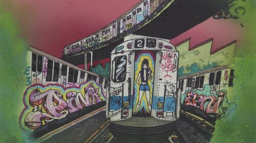 Graffiti wall van metro station