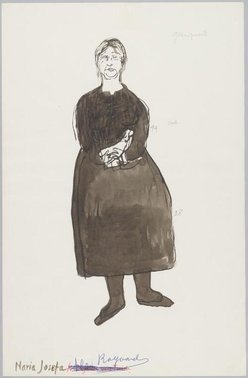 Kostuumontwerp voor Maria Josefa uit Het huis van Bernarda Alba