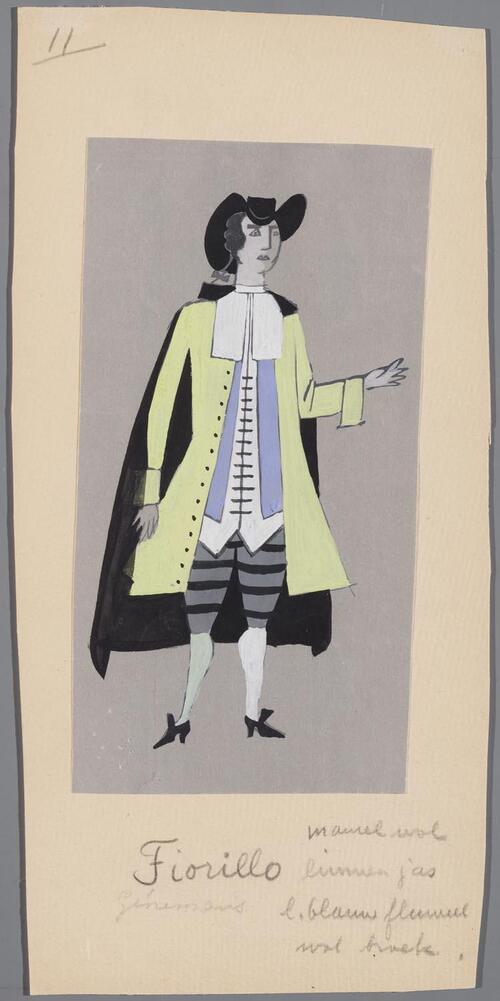 Kostuumontwerp voor Fiorillo uit Il barbiere di Siviglia