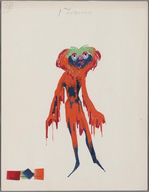 Kostuumontwerp voor Een Kobold in Die Lustigen Weiber von Windsor (Otto Nicolai) door Ruodi Barth