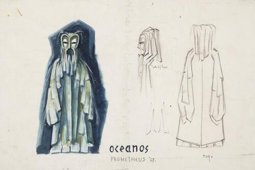 Kostuumontwerp voor Oceanos uit Prometheus (Aischylos)