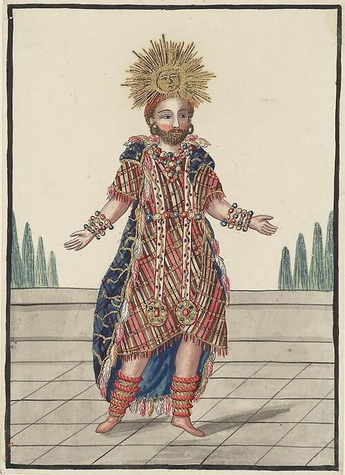 Kostuumontwerp voor een Zonnekoning of Inca priester