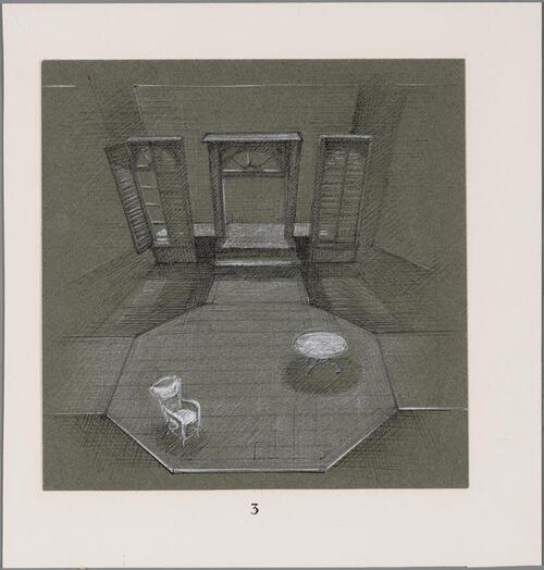 Decorontwerp voor De Kersentuin (A.P. Tsjechov) door Jan Beutener