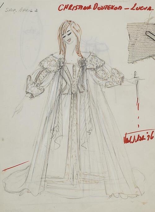 Kostuumontwerp voor Christina Deutekom in Lucia di Lammermoor