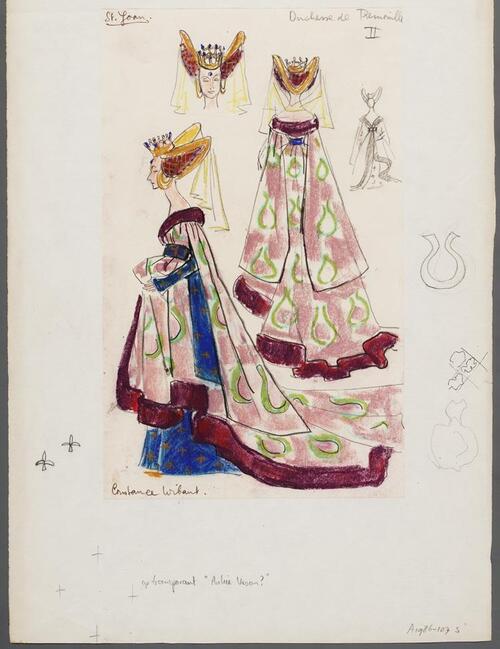 Kostuumontwerp voor de Duchesse de Tremouille uit St. Joan (George Bernard Shaw)
