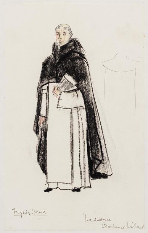 Kostuumontwerp voor de inquisiteur pater Ladvenu uit St. Joan (George Bernard Shaw)