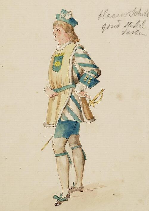 Kostuumontwerp voor de Pages van Prins Casimir uit De Prinses van Trebizonde