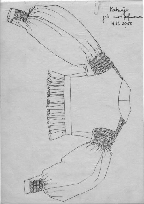 Tekening van een jak met pofmouwen, Katwijk