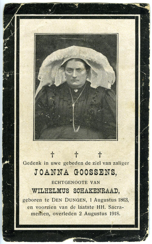 Bidprentje van Joanna Goossens, 1918