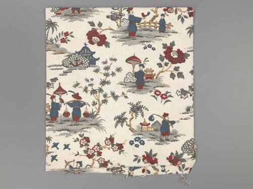 Lapje crème katoen, aan beide kanten bedrukt met chinoiserie motieven