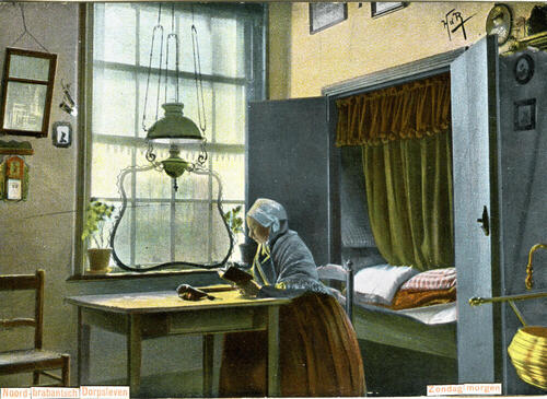 Vrouw in Noord-Brabantse dracht in een interieur, 1903–1905