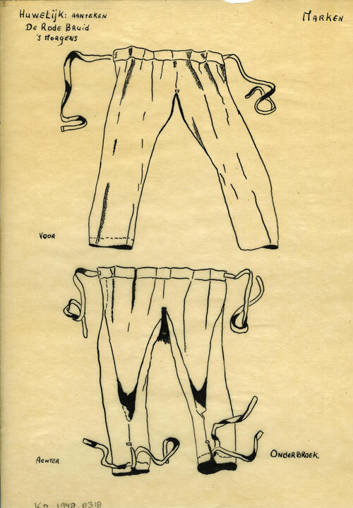 Tekening van een onderbroek, Marken