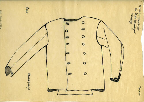 Tekening van een 'onderbaadje', Marken