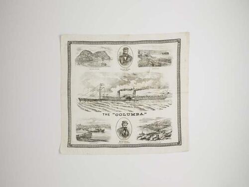 Gedenkdoek van bedrukte katoen van de eerste stalen raderboot 'THE COLUMBA'