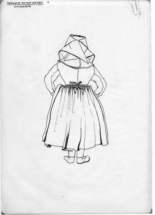 Tekening van het meisje met de 'klappert', Hindeloopen