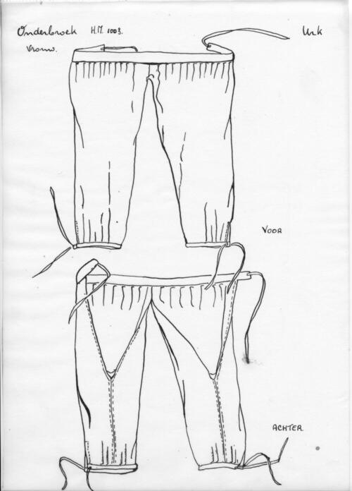 Tekening van een vrouwenonderbroek, Urk
