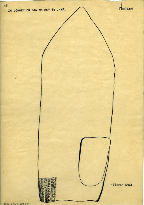 Tekening van een 'itse want', Marken
