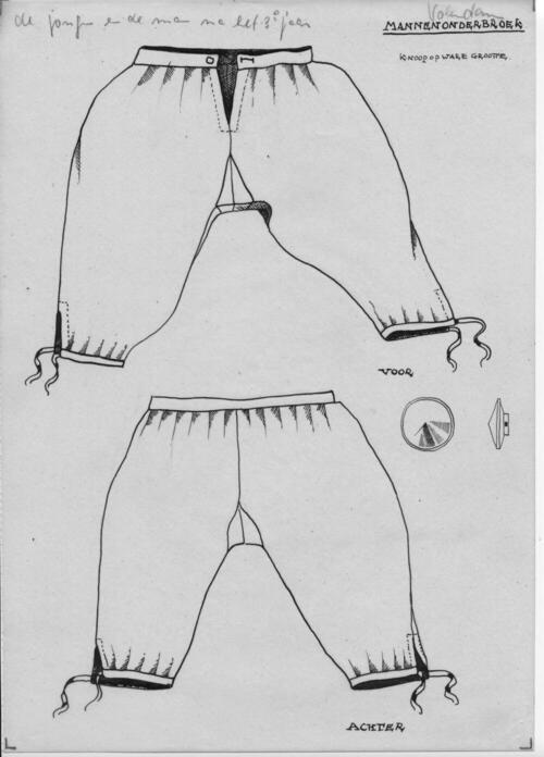 Tekening van een mannenonderbroek, Volendam