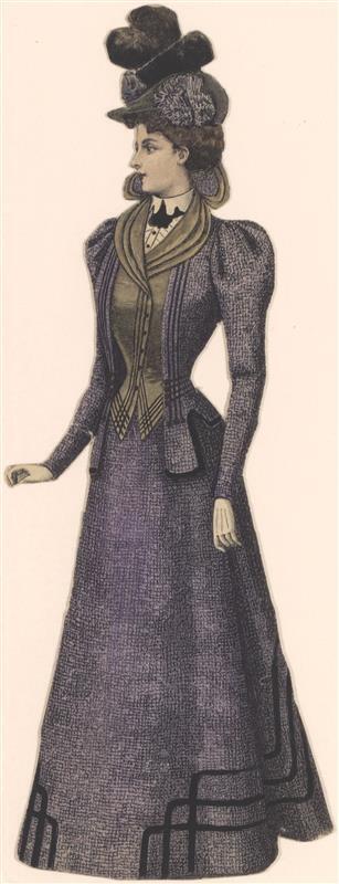 Vel met opgeplakte modebladknipsels van ca. 1890-1910