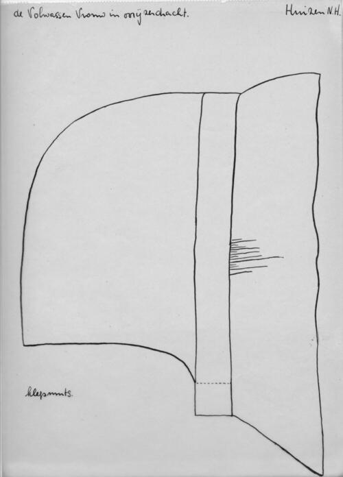 Tekening van een klepmuts, Huizen