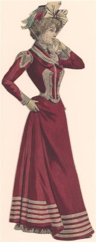 Vel met opgeplakte modebladknipsels van ca. 1890-1910