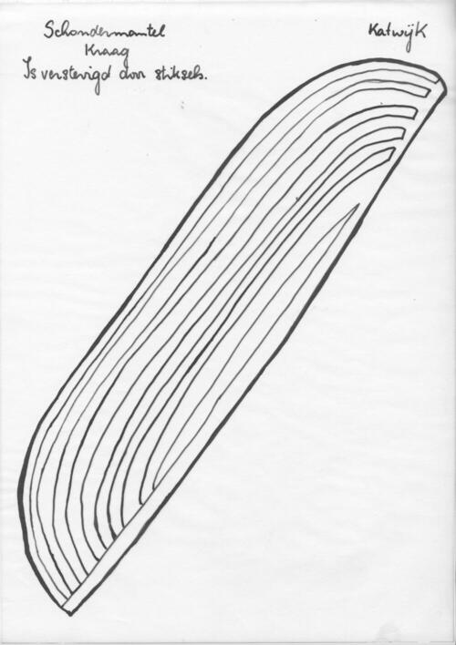 Tekening van de kraag van een schoudermantel, Katwijk