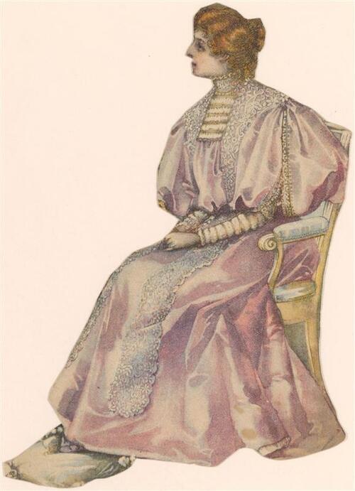 Vel met opgeplakte modebladknipsels van ca. 1890-1910