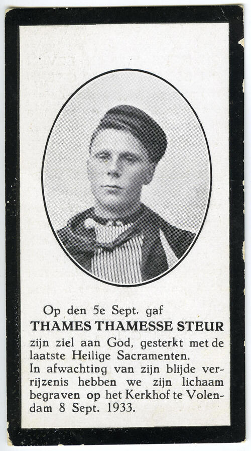 Bidprentje van Thames Thamesse Steur, 1933