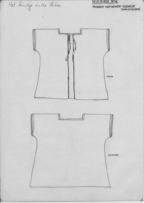 Tekening van een modern katoenen hemdje, Huizen