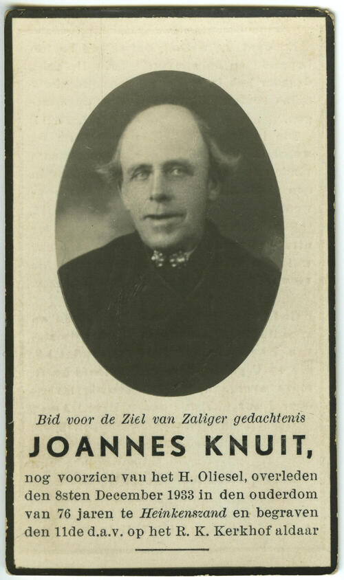 Bidprentje van Joannes Knuit, 1933