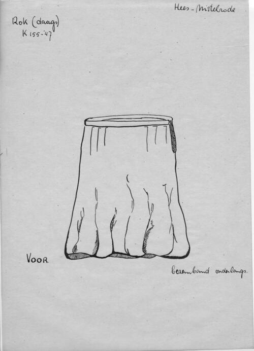 Tekening van voorzijde rok, Heesch en Nistelrode